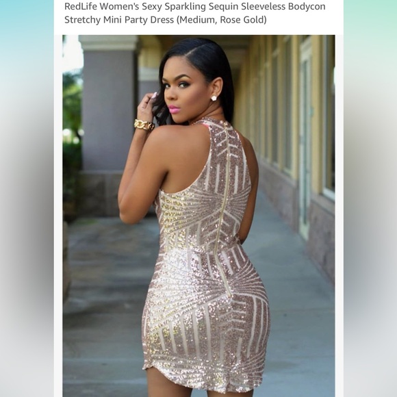 Medium rose gold bodycon/bandage dress. - Picture 4 of 4